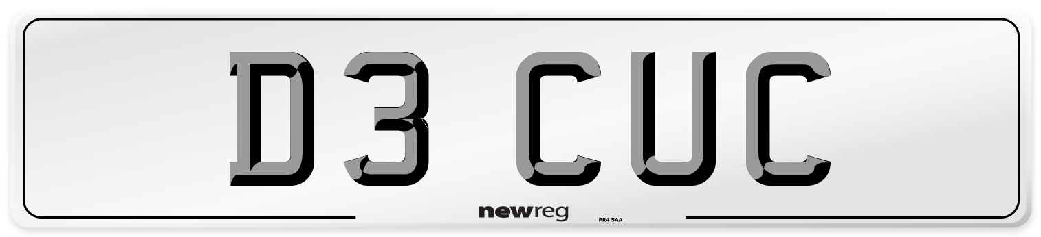 D3 CUC Number Plate from New Reg